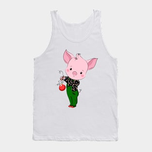 hipster christmas pig Tank Top